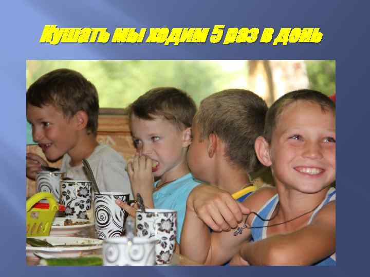 Кушать мы ходим 5 раз в день 