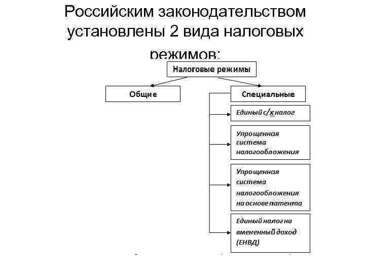 Российским законодательством установлены 2 вида налоговых режимов: 