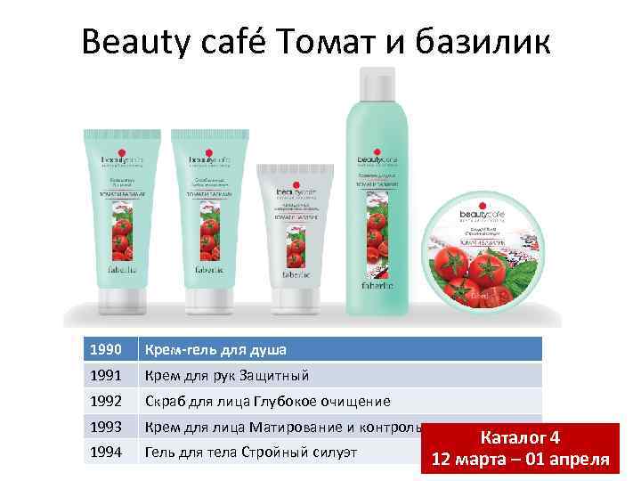 Beauty café Томат и базилик 1990 Крем-гель для душа 1991 Крем для рук Защитный