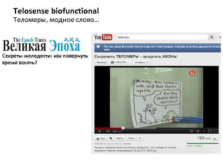 Telosense biofunctional Теломеры, модное слово… Секреты молодости: как повернуть время вспять? 