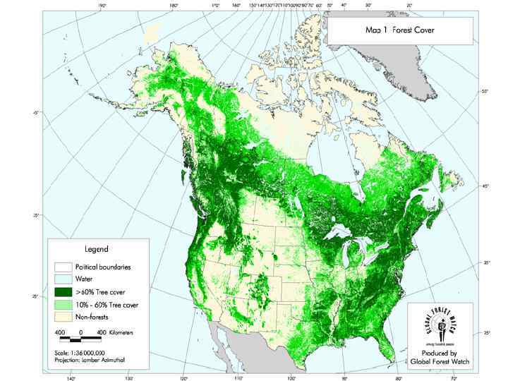 Карта леса северной америки