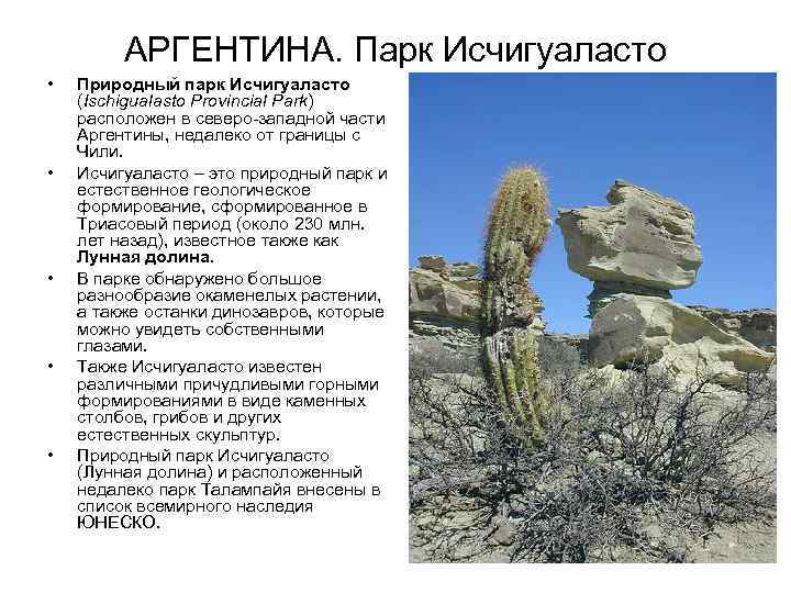 АРГЕНТИНА. Парк Исчигуаласто • • • Природный парк Исчигуаласто (Ischigualasto Provincial Park) расположен в