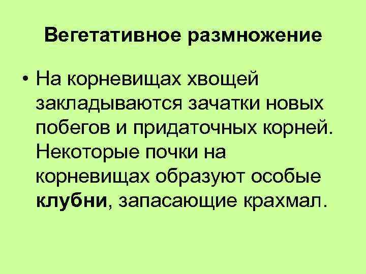 Вегетативное размножение • На корневищах хвощей закладываются зачатки новых побегов и придаточных корней. Некоторые