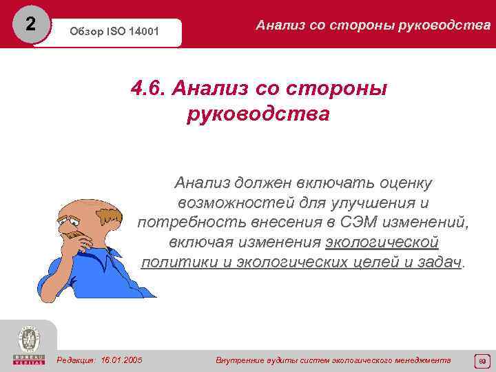 2 Обзор ISO 14001 Анализ со стороны руководства 4. 6. Анализ со стороны руководства
