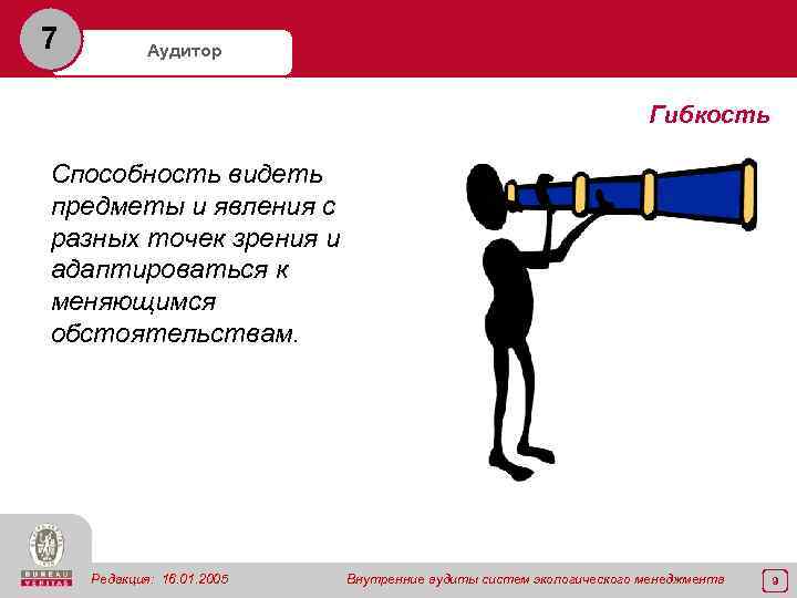 7 Аудитор Гибкость Способность видеть предметы и явления с разных точек зрения и адаптироваться