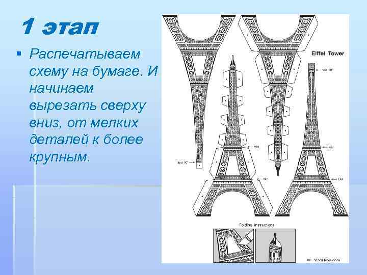 1 этап § Распечатываем схему на бумаге. И начинаем вырезать сверху вниз, от мелких