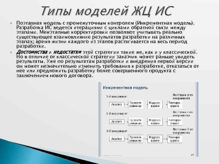  Типы моделей ЖЦ ИС Поэтапная модель с промежуточным контролем (Инкрементная модель). Разработка ИС