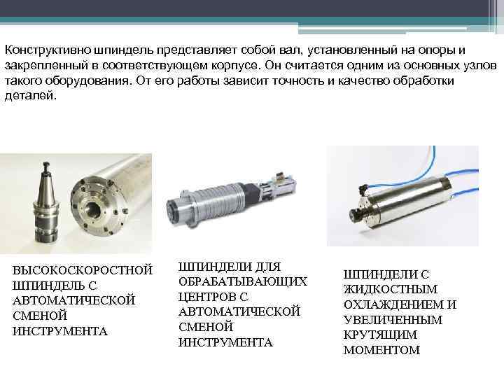 Конструктивно шпиндель представляет собой вал, установленный на опоры и закрепленный в соответствующем корпусе. Он