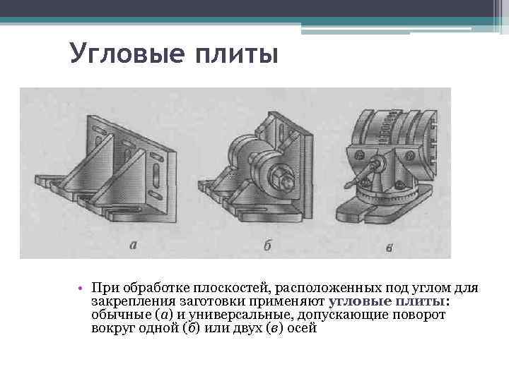 Угловые плиты • При обработке плоскостей, расположенных под углом для закрепления заготовки применяют угловые