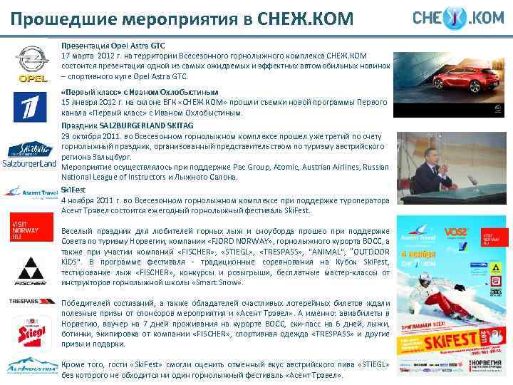 Прошедшие мероприятия в СНЕЖ. КОМ Презентация Opel Astra GTC 17 марта 2012 г. на
