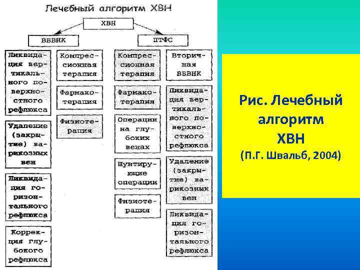 Рис. Лечебный алгоритм ХВН (П. Г. Швальб, 2004) 