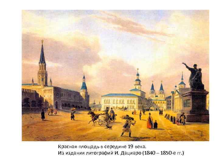 Красная площадь в середине 19 века. Из издания литографий И. Дациаро (1840 – 1850