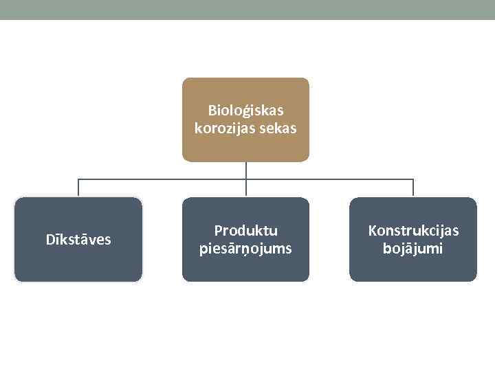 Bioloģiskas korozijas sekas Dīkstāves Produktu piesārņojums Konstrukcijas bojājumi 