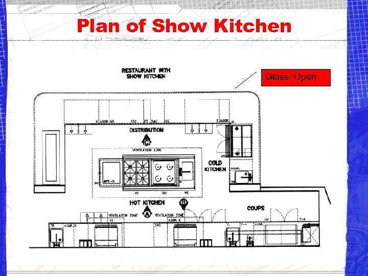 Plan of Show Kitchen Glass/ Open 