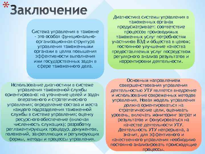 * Система управления в таможне – это особая функциональноорганизационная структура управления таможенными органами в