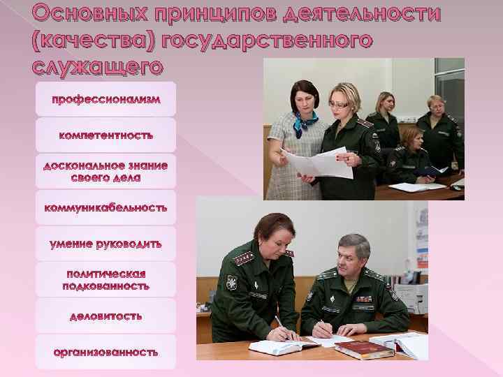 Основных принципов деятельности (качества) государственного служащего 