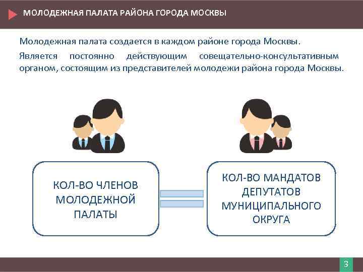 МОЛОДЕЖНАЯ ПАЛАТА РАЙОНА ГОРОДА МОСКВЫ Молодежная палата создается в каждом районе города Москвы. Является