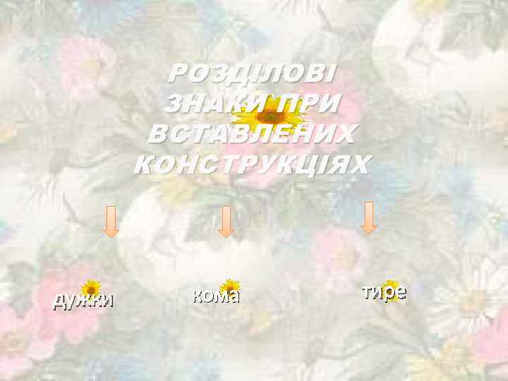 РОЗДІЛОВІ ЗНАКИ ПРИ ВСТАВЛЕНИХ КОНСТРУКЦІЯХ дужки кома тире 