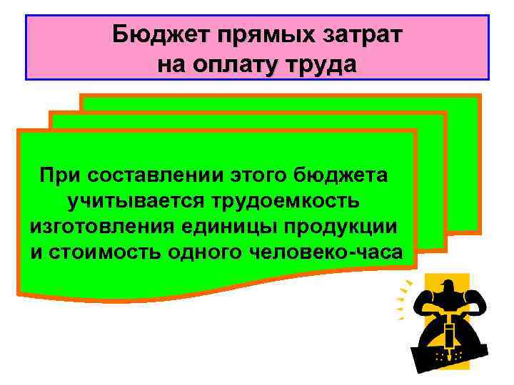 Бюджет прямых затрат на оплату труда При составлении этого бюджета учитывается трудоемкость изготовления единицы