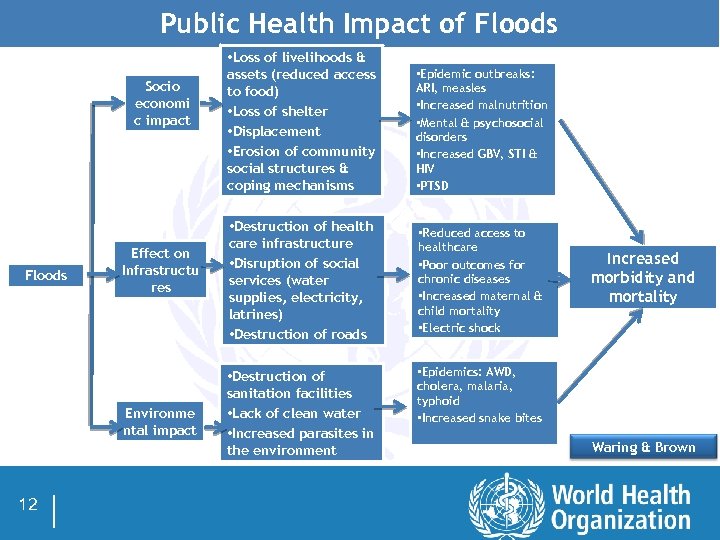 Public Health Impact of Floods Socio economi c impact Floods Effect on Infrastructu res