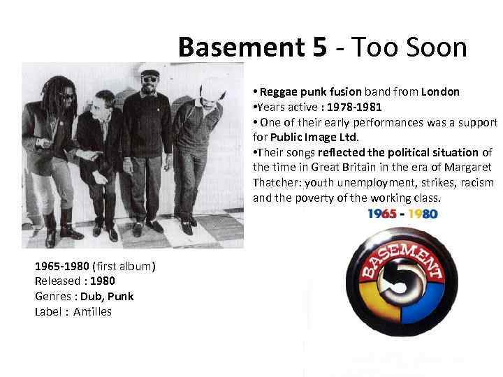 Basement 5 - Too Soon • Reggae punk fusion band from London • Years