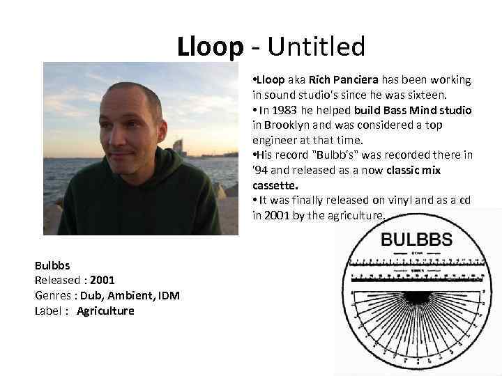 Lloop - Untitled • Lloop aka Rich Panciera has been working in sound studio's