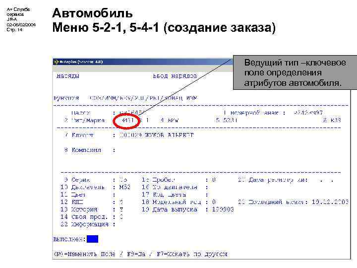 А+ Служба сервиса JR-A 02 -06/02/2004 Стр. 14 Автомобиль Меню 5 -2 -1, 5