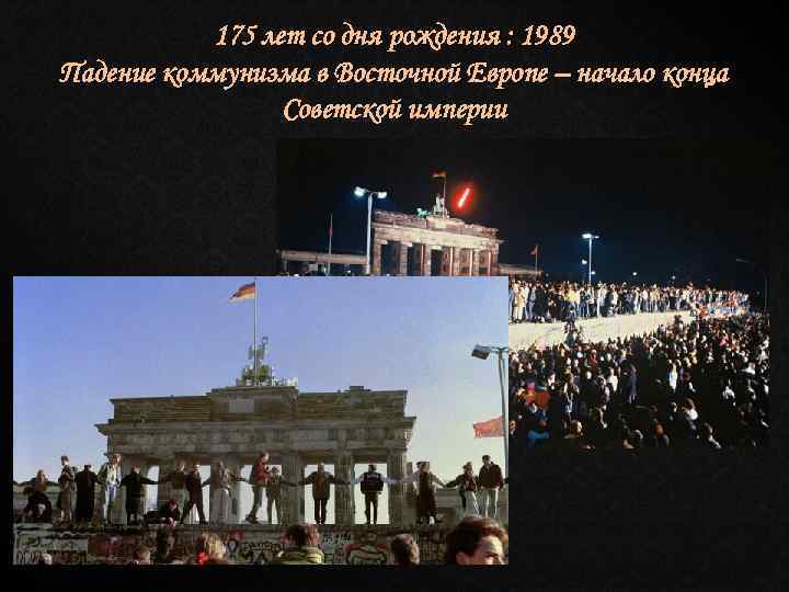 175 лет со дня рождения : 1989 Падение коммунизма в Восточной Европе – начало