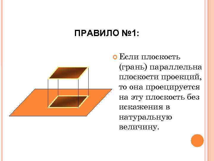 ПРАВИЛО № 1: Если плоскость (грань) параллельна плоскости проекций, то она проецируется на эту