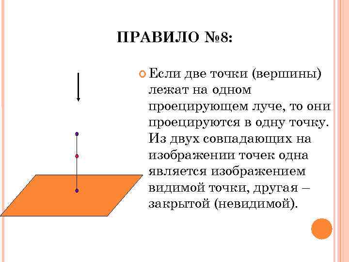 ПРАВИЛО № 8: Если две точки (вершины) лежат на одном проецирующем луче, то они