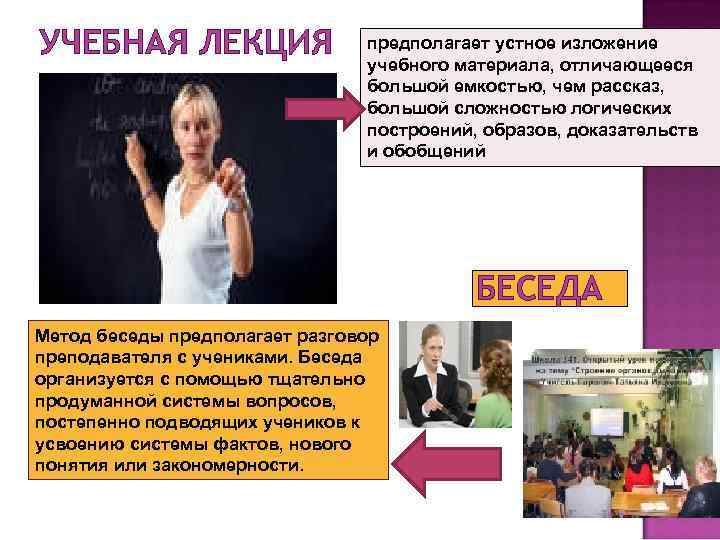 УЧЕБНАЯ ЛЕКЦИЯ предполагает устное изложение учебного материала, отличающееся большой емкостью, чем рассказ, большой сложностью