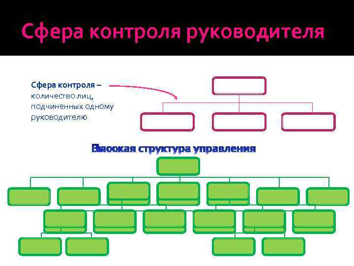 Сфера контроля руководителя Сфера контроля – количество лиц, подчиненных одному руководителю 