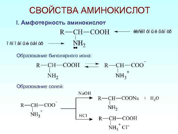 Схема образования биполярного иона