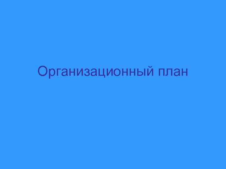 Организационный план 