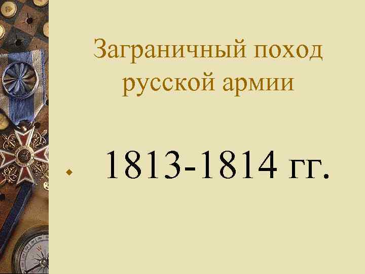 Заграничный поход русской армии w 1813 -1814 гг. 