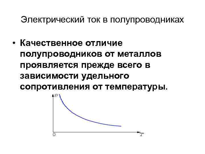 Электрический ток в полупроводниках • Качественное отличие полупроводников от металлов проявляется прежде всего в