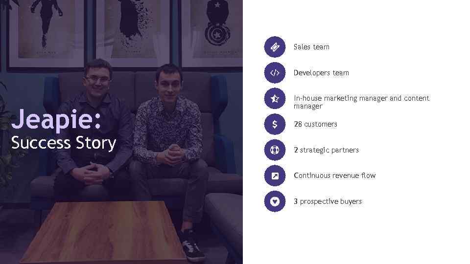 Sales team Developers team Jeapie: Success Story In-house marketing manager and content manager 28