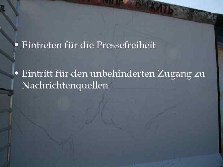  • Eintreten für die Pressefreiheit • Eintritt für den unbehinderten Zugang zu Nachrichtenquellen