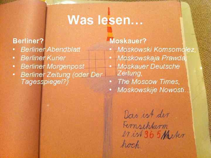 Was lesen… Berliner? • Berliner Abendblatt • Berliner Kurier • Berliner Morgenpost • Berliner