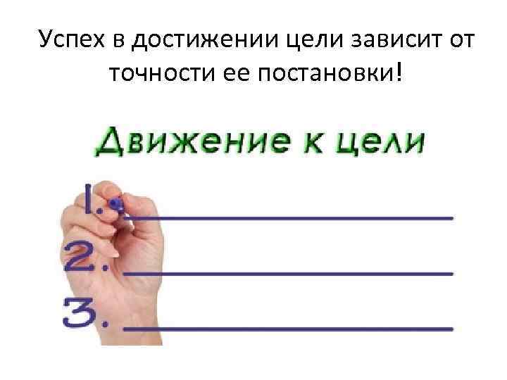 Успех в достижении цели зависит от точности ее постановки! 