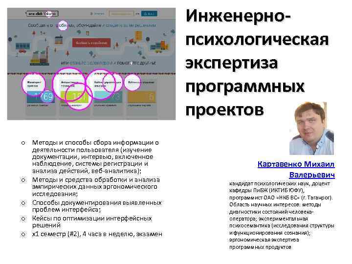 Инженернопсихологическая экспертиза программных проектов o Методы и способы сбора информации о деятельности пользователя (изучение