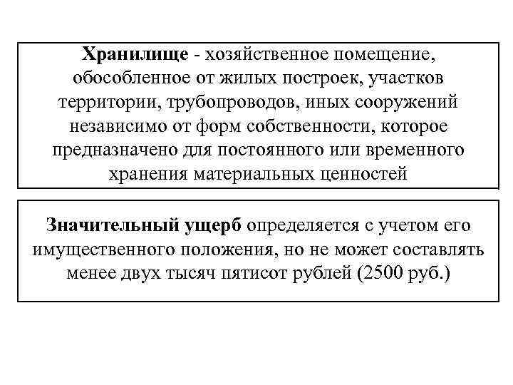 Хранилище - хозяйственное помещение, обособленное от жилых построек, участков территории, трубопроводов, иных сооружений независимо