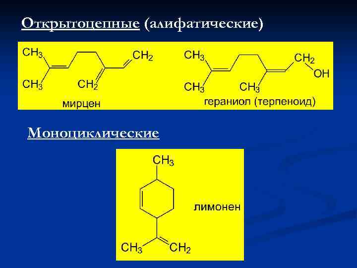 Открытоцепные (алифатические) Моноциклические 