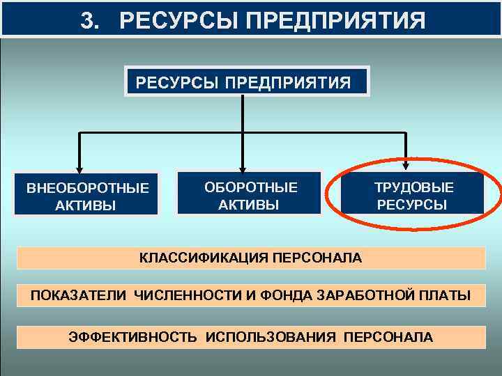  3. РЕСУРСЫ ПРЕДПРИЯТИЯ ВНЕОБОРОТНЫЕ ТРУДОВЫЕ АКТИВЫ РЕСУРСЫ КЛАССИФИКАЦИЯ ПЕРСОНАЛА ПОКАЗАТЕЛИ ЧИСЛЕННОСТИ И ФОНДА