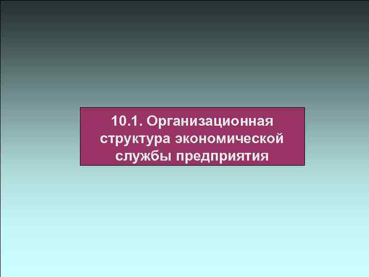 10. 1. Организационная структура экономической службы предприятия 