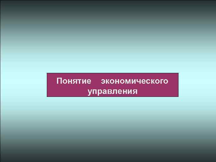 Понятие экономического управления 