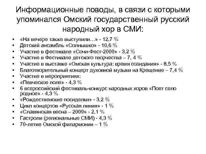 Информационные поводы, в связи с которыми упоминался Омский государственный русский народный хор в СМИ: