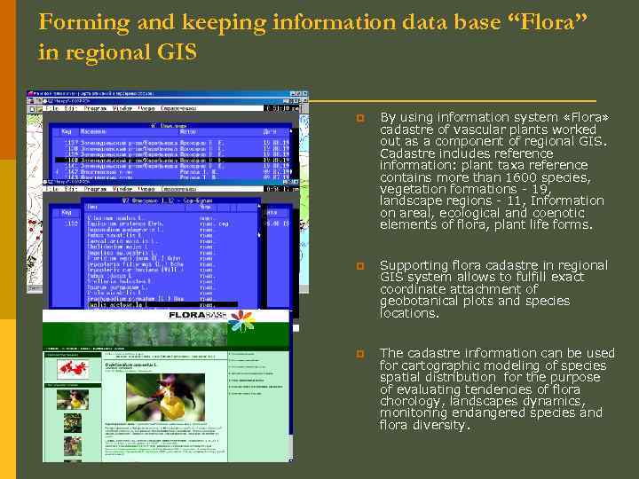 Forming and keeping information data base “Flora” in regional GIS p By using information