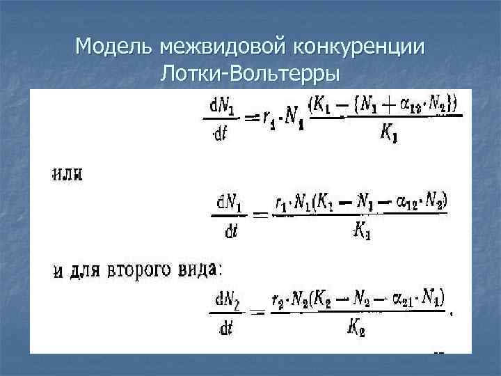 Модель межвидовой конкуренции Лотки-Вольтерры 