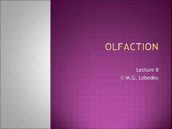 Lecture 8 © М. G. Lebedko 